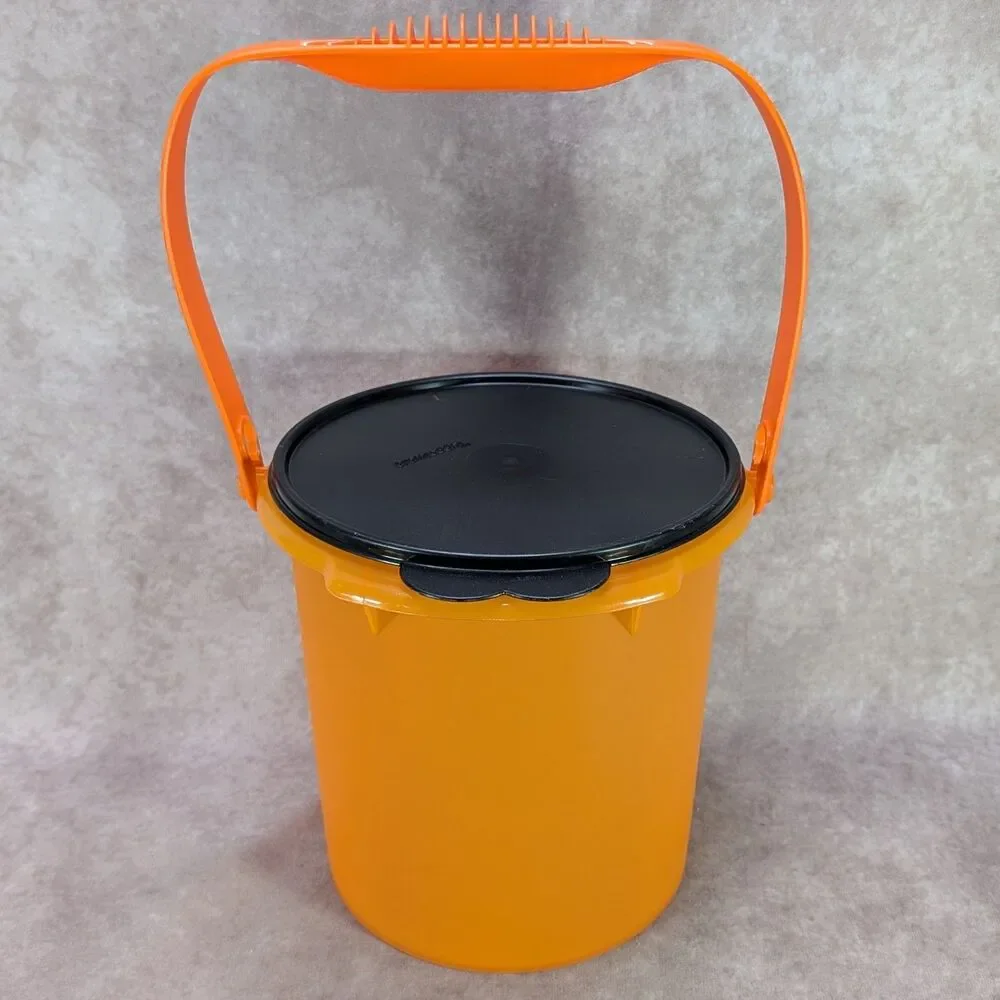 Tupperware Orange Black Halloween Bucket Trick Or Treat Candy Storage Handle 5L